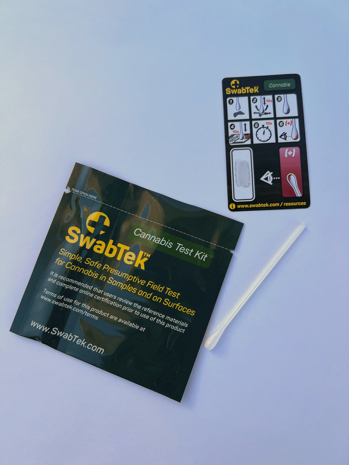 swabtek cannabis detection test for cannabis, THC, and marijuana test kit components