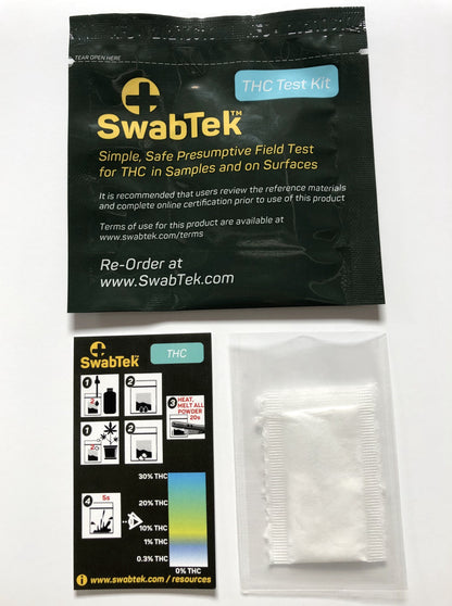 swabtek THC test kit for distinguishing hemp from marijuana kit contents