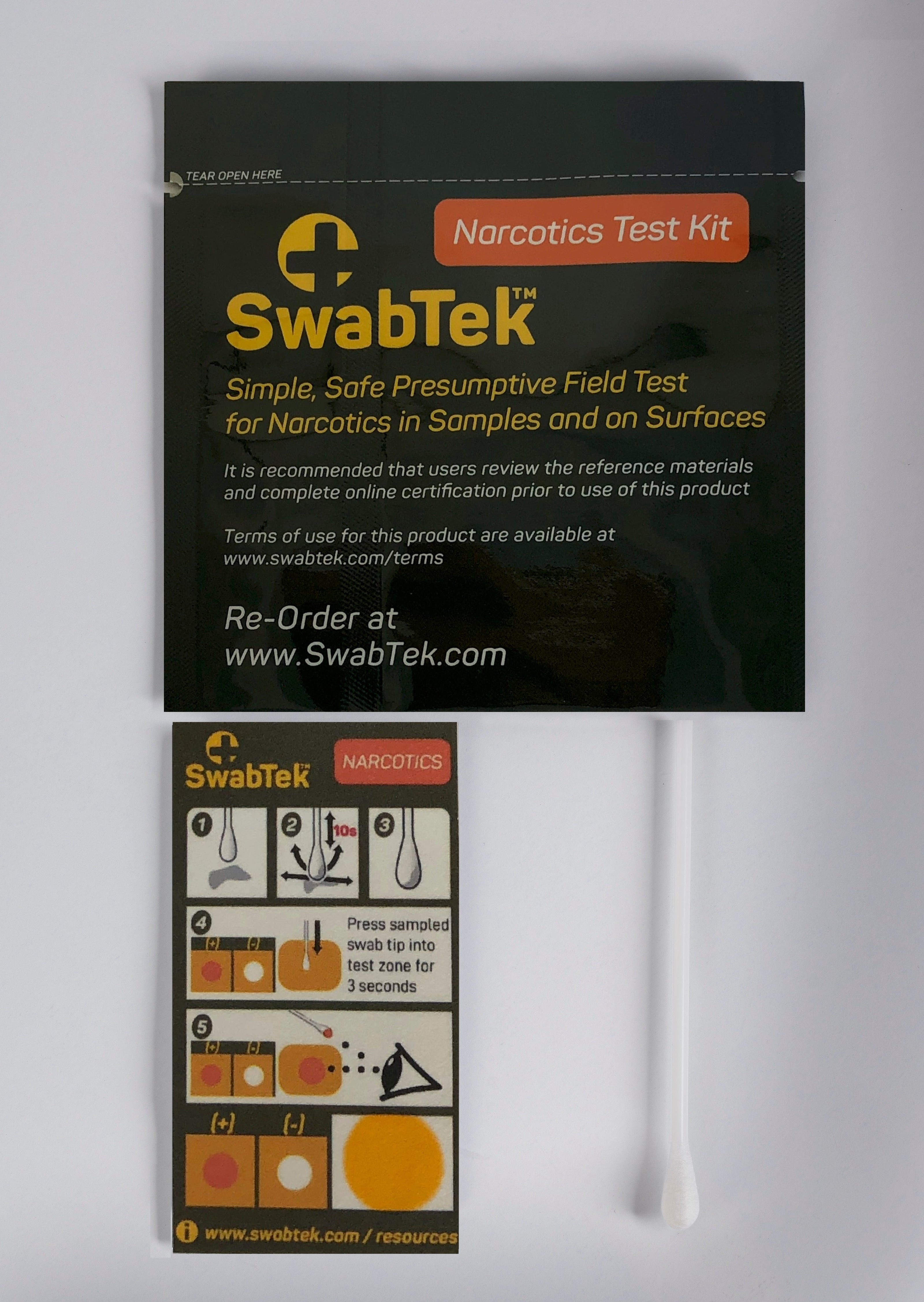 swabtek general narcotics detection test for synthetic cannabinoids and other drugs kit components